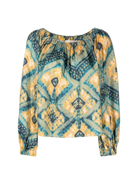 Nadya constellation-print silk blouse