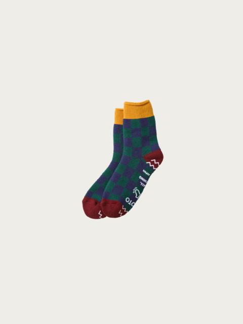ROTOTO® Pile Room Socks "Checkerboard" - Yellow / Maroon