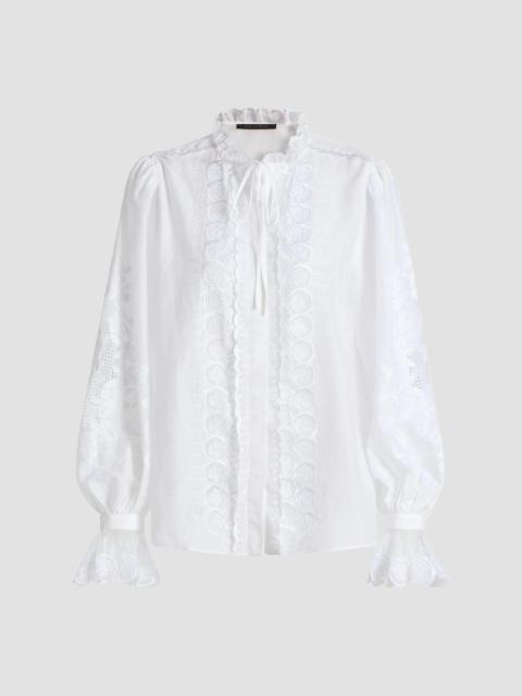 KOBI HALPERIN Women's Lacey Embroidered Cotton-Silk Blouse - White