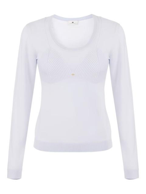 ELISABETTA FRANCHI jewel-logo wool-blend top