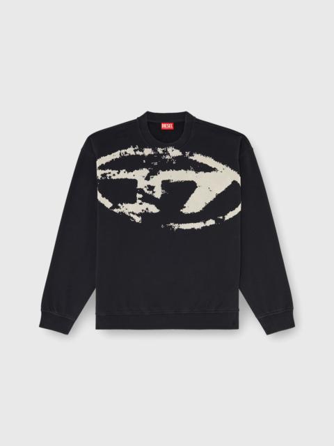 Diesel COTTON SWEATSHIRT WITH FLOCKED OVAL D