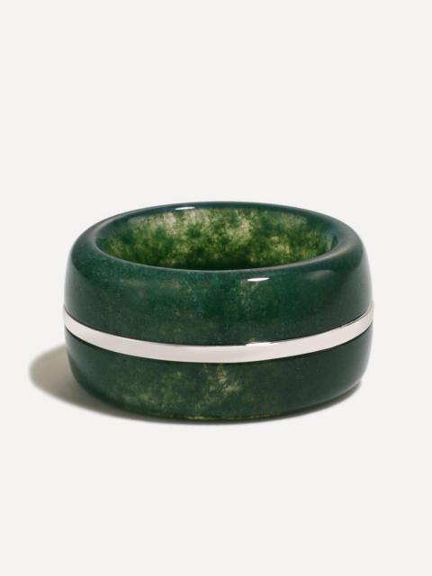 By Pariah Sterling Silver Essential Wide Moss Agate Ring