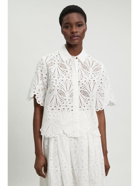 KAREN MILLEN Cotton Broderie Short Sleeve Blouse