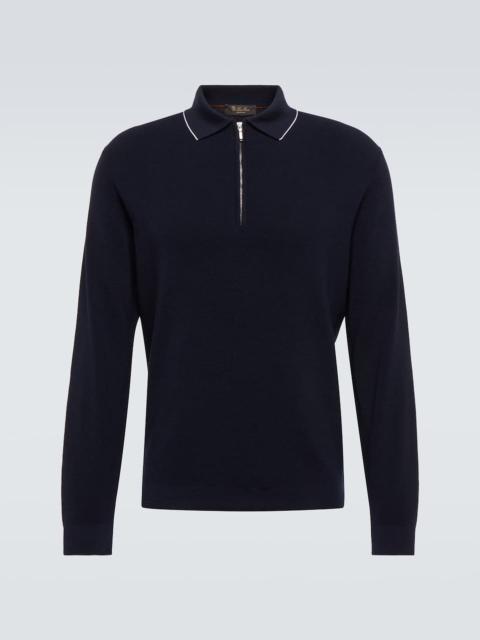 Wool and silk polo sweater