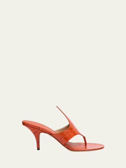 FERRAGAMO Lyrai Croco Thong Slide Sandals