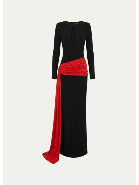 THE NEW ARRIVALS ILKYAZ OZEL Heat Train Draped Cutout Maxi Dress