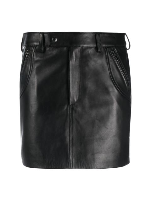 high-waisted leather miniskirt