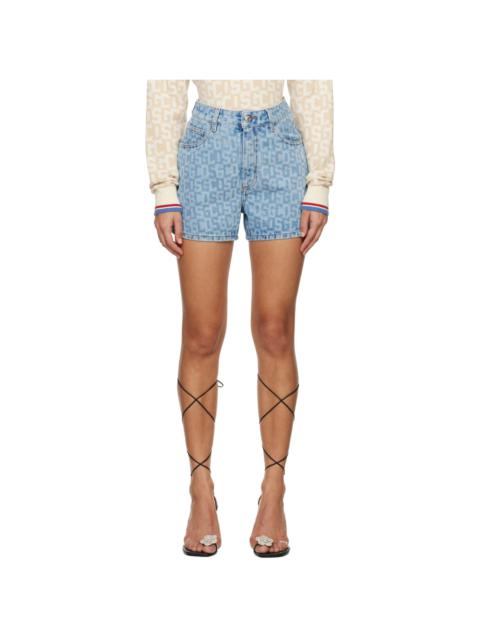 GCDS Blue Monogram Denim Shorts