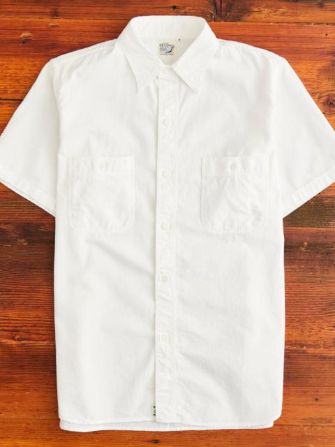 Short Sleeve Work Shirt in White Chambray