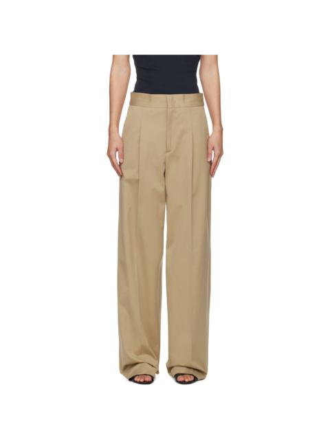 MSGM Beige Faille Pleats Trousers