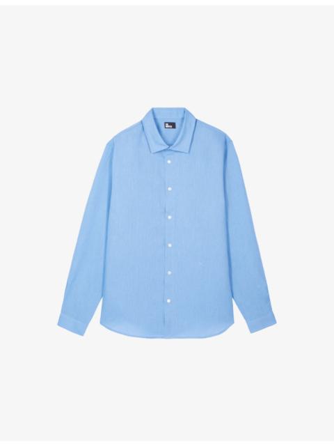 The Kooples Logo-Embroidered Slim-Fit Linen Shirt