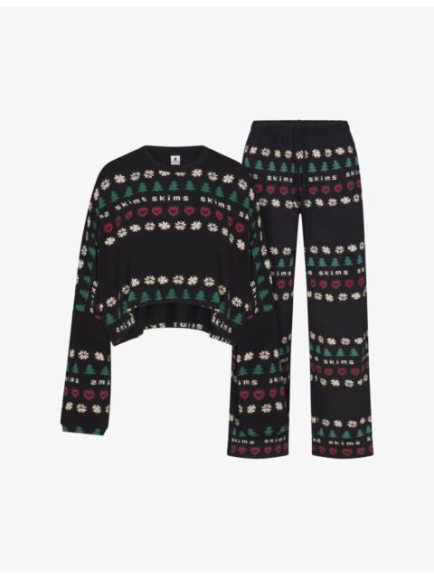 SKIMS Cactus Plant Flea Market x SKIMS Cropped Long-Sleeve and Trouser Sleep Set