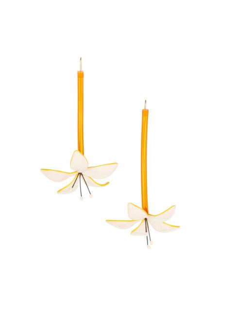 TORY BURCH Women's Mixed-Media Flower Drop Earrings - White