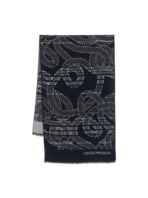 EMPORIO ARMANI monogram-jacquard scarf