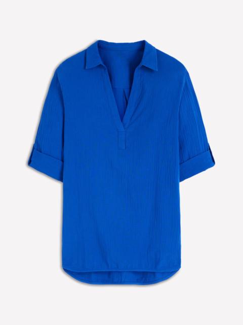 BODEN Longline Double Cloth Shirt-Bright Blue