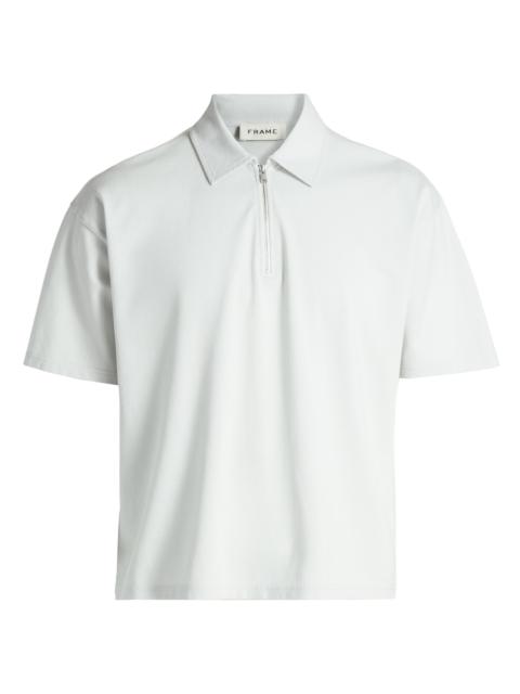 FRAME Men's Pique Half-Zip Polo Shirt - Pale Blue