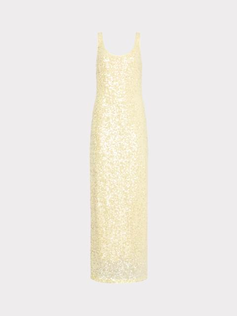 MILLY Tatum Stretch Shimmer Sequins Scoop Neck Dress