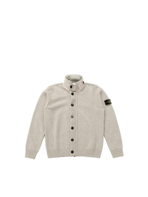 Stone Island LOGO-PATCH BUTTON-UP SWEATER