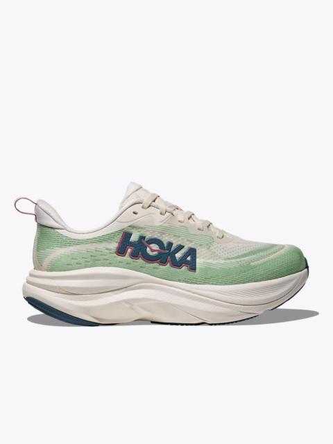 HOKA Women's Skyflow Shoes in Alabaster/Vintage Green