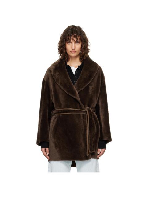 NOUR HAMMOUR Brown Seraphina Shearling Coat