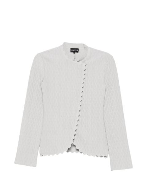 EMPORIO ARMANI scalloped-edge wave-texture jacket