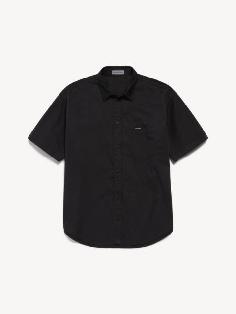BALENCIAGA Men's Workwear Short Sleeve Shirt in Black