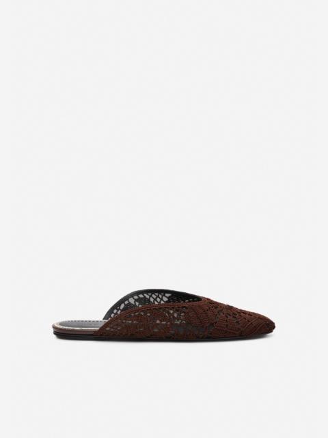 MAGDA BUTRYM Crochet flat mules in brown