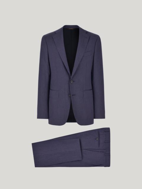 Canali BLUE PURE WOOL SUIT WITH PANTS WITH ONE PLEAT