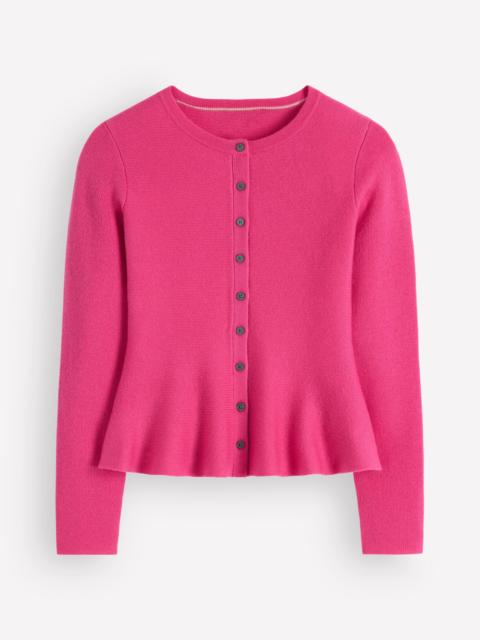 BODEN Fitted Wool Peplum Cardigan-Pink
