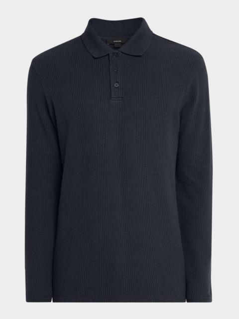 Vince Men's Long-Sleeve Textured Polo Shirt