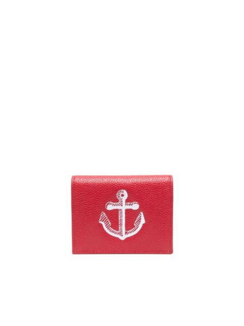 Thom Browne Anchor-embroidered leather cardholder