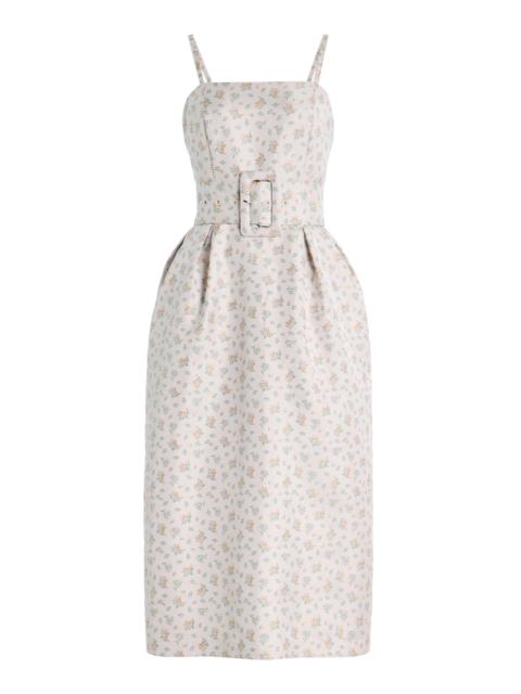 ROSIE ASSOULIN Artichoke Belted Jacquard Dress orange