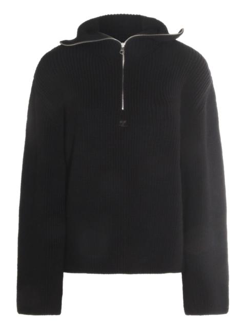 courrèges zip-neck ribbed sweater