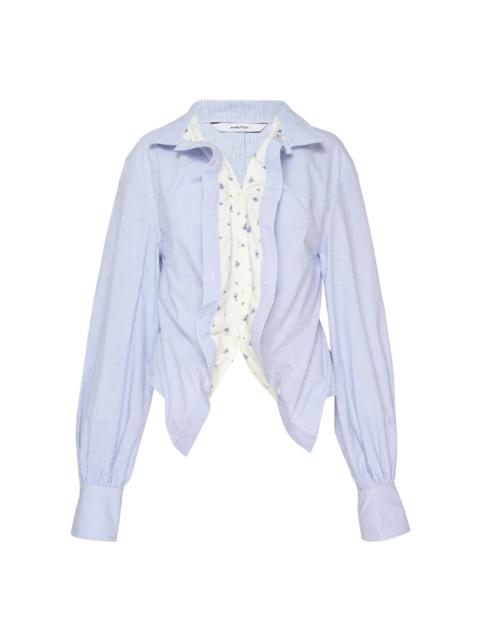 pushBUTTON Blue Stripe Draped Layered Blouse