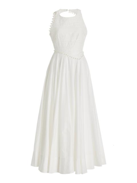 Aje. Florence Pearl-Trimmed Cotton Midi Dress ivory