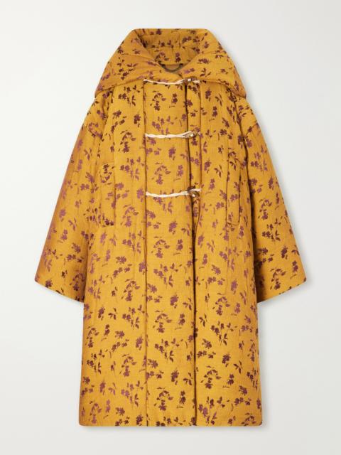 Dries Van Noten Hooded Padded Floral-jacquard Long Jacket