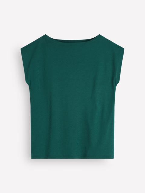 BODEN Supersoft Slash Neck T-Shirt-Midnight Teal
