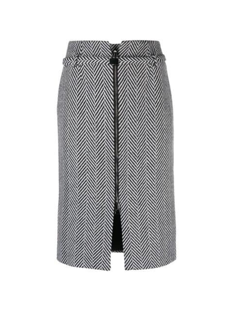 chevron-pattern midi pencil skirt
