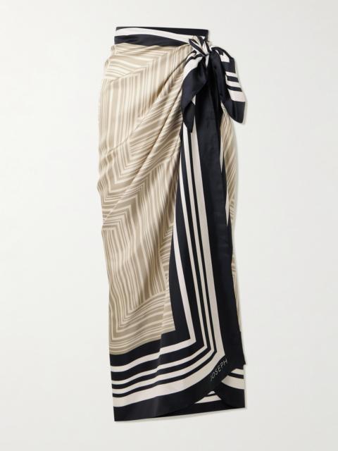 JOSEPH Nixie Striped Silk Satin-twill Pareo