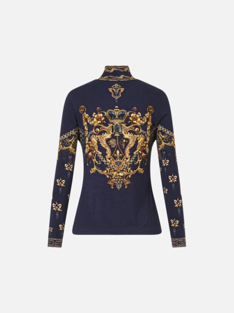 CAMILLA JERSEY TURTLENECK CLOAKED IN BAROQUE