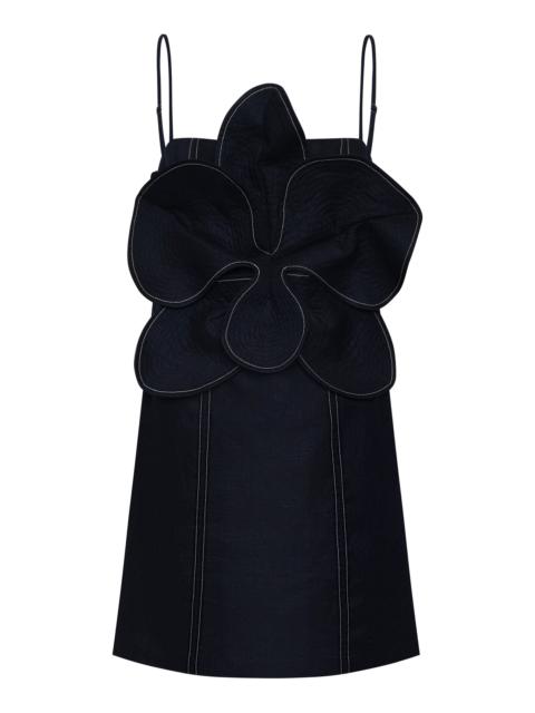 ANDRES OTALORA Donde Nace Embellished Linen Mini Dress navy