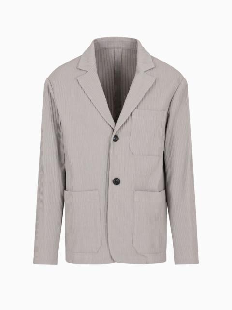 EMPORIO ARMANI Single-breasted blazer in canneté fabric