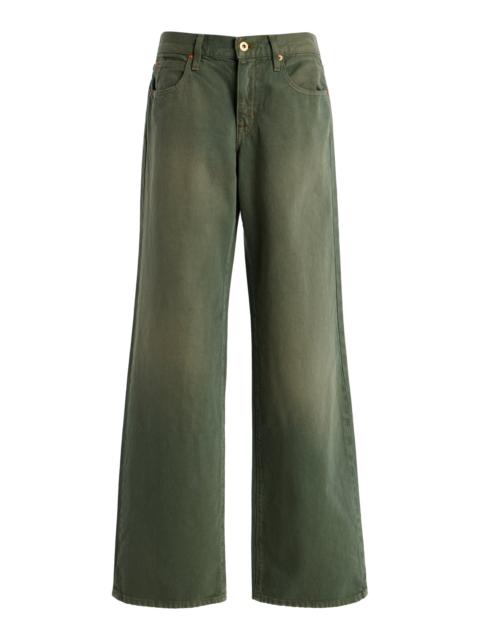 SLVRLAKE Mica Rigid Low-Rise Wide-Leg Jeans green