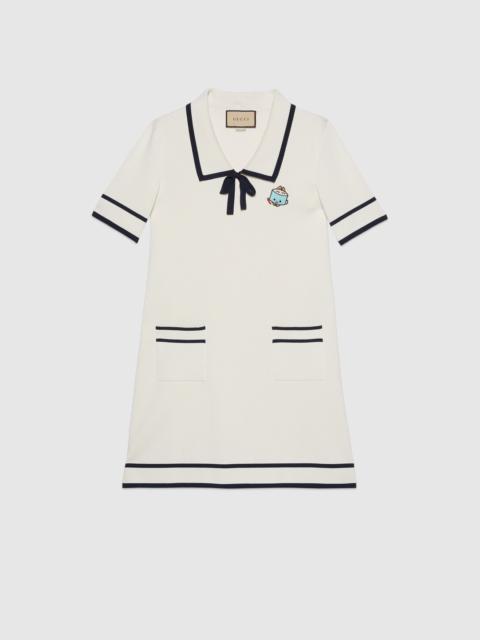 GUCCI Fine cotton silk dress with embroidery