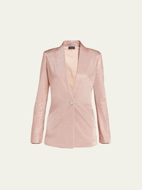 GIORGIO ARMANI Metallic Bonded Jersey One-Button Blazer