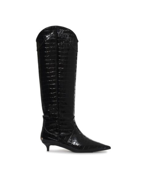 ANINE BING Tall Rae 40mm crocodile-embossed boots