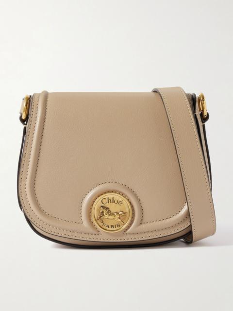 Horse Medal small textured-leather shoulder bag Beige