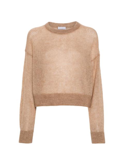 metallic-threading sweater