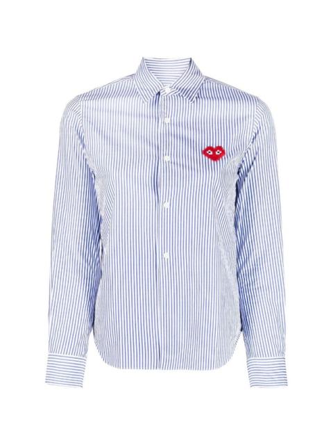 CDG PLAY X INVADER WOMENS STRIPED SHIRT - PIXELATED HEART