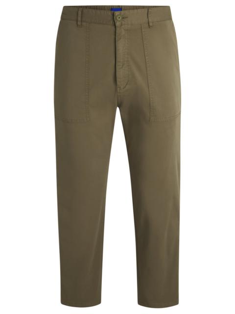HUGO TAPERED-FIT TROUSERS IN STRETCH-COTTON TWILL